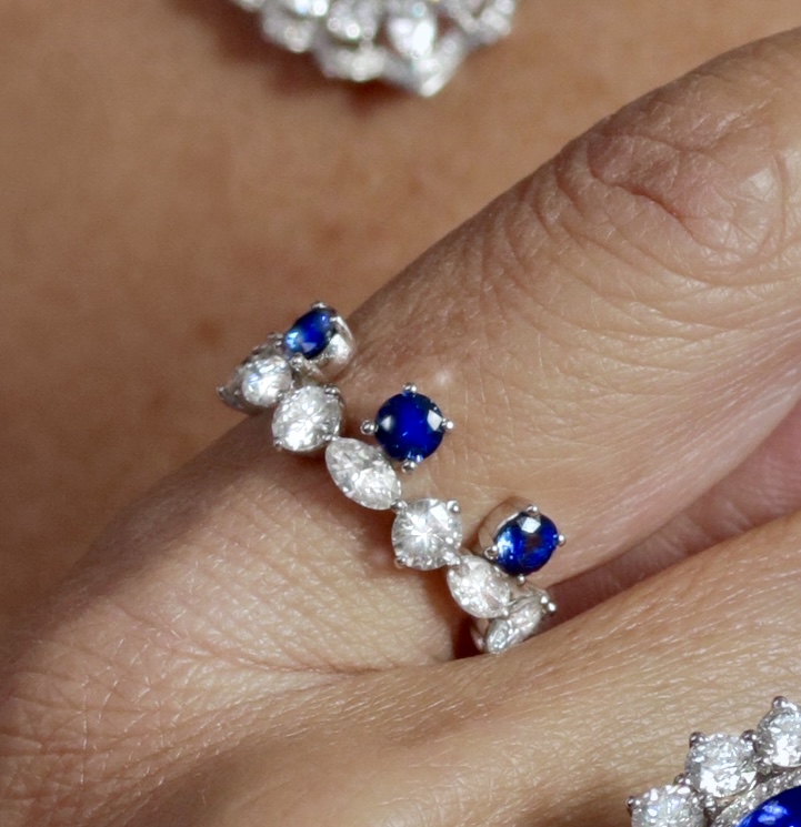CVD Diamond and Sapphire Ring REF:1950