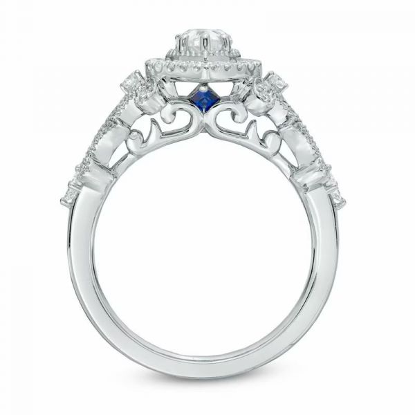 GIA Certified  0.93 CT. T.W. Pear-Shaped Natural Diamond Frame Engagement Ring REF:300 ID:7700