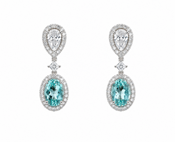 Certified Natural PARAIBA Tourmaline and Natural Diamond Earrings ID:15