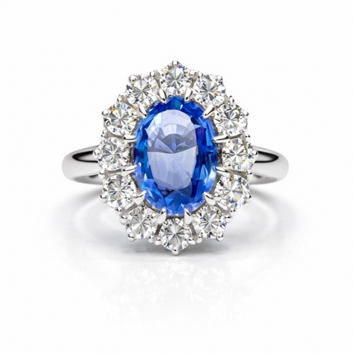 Natural certified sapphire  and Diamond ring REF:30 ID:7500