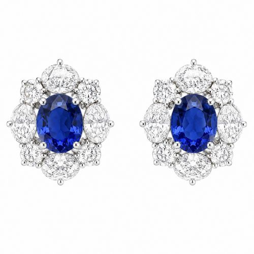 Natural Sapphire and Diamonds Earrings REF:350 ID:8750