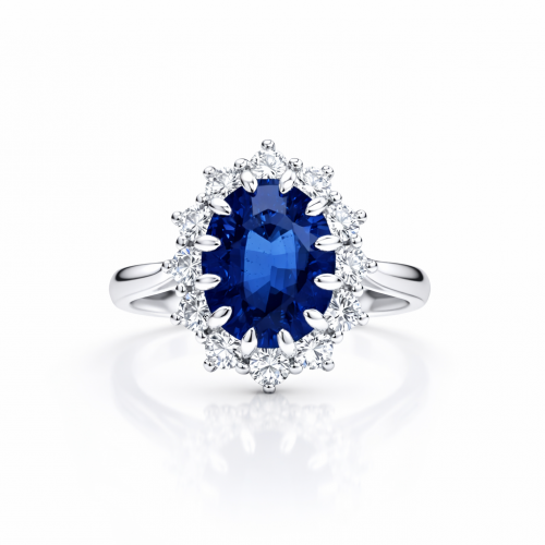 18k white gold natural sapphire and natural diamond ring ID:2700