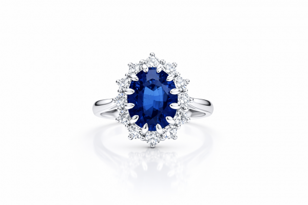 18k white gold natural sapphire and natural diamond ring ID:2700