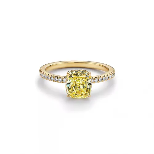 Ring with a Cushion-cut Yellow Diamond 