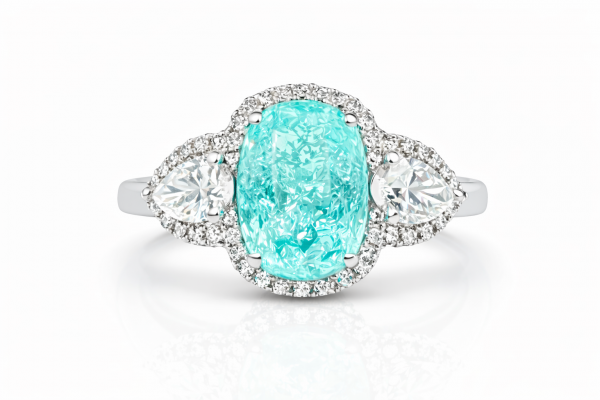 Exclusive Natural Certified Paraiba and natural diamonds  Ring ID:35