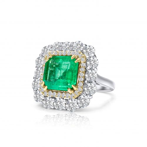 Ring " Colombian Royal" with natural Colombian emerald and diamonds REF:148