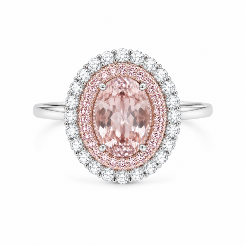 Natural Morganite and diamond ring ID:7500