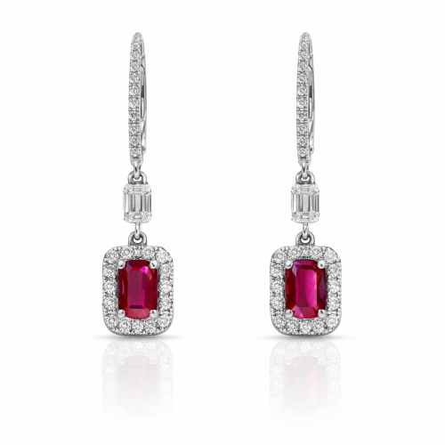 Natural Ruby (Top Quality) and Diamond Earrings REF:22 ID:4500