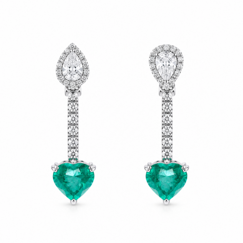 Natural Emerald & diamond earrings ID:12500