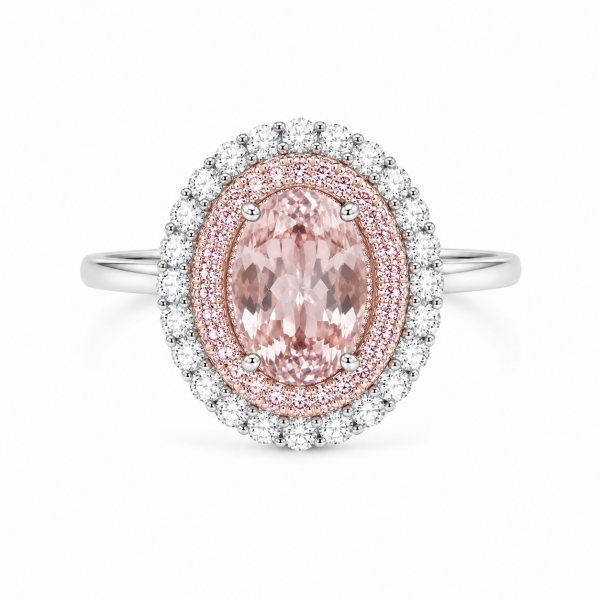 Natural Morganite and diamond ring ID:7500
