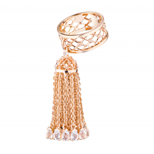 Ring Rose Gold Tassel  with Diamonds & white Topaz  REF:150 ID:2500