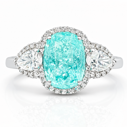 Exclusive Natural Certified Paraiba and natural diamonds  Ring ID:35