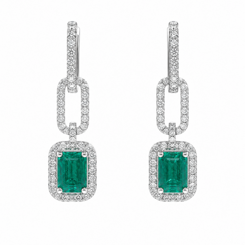 Natural Emerald & diamond earrings
