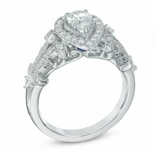 GIA Certified  0.93 CT. T.W. Pear-Shaped Natural Diamond Frame Engagement Ring REF:300 ID:7700