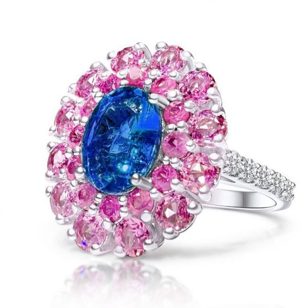 Ring with natural certified sapphire top quality and natural diamonds ID:7500