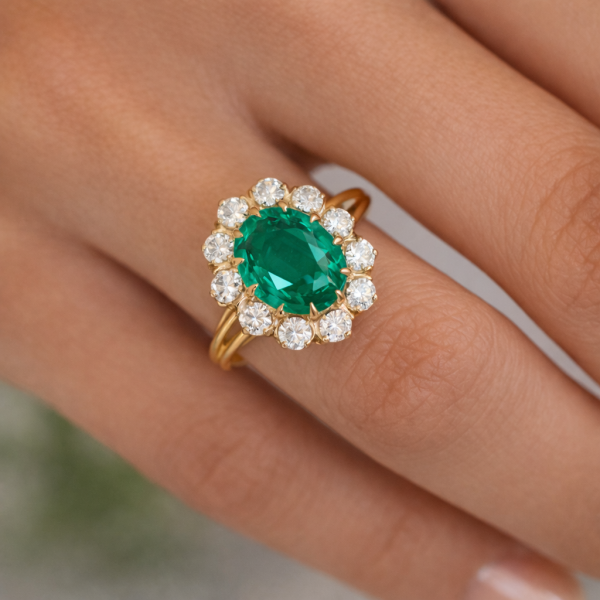 18 k yellow gold, natural top quality emerald 1,72 ct  Natural diamonds ~1,4 ct DEF/VVS REF: 270 ID:6750
