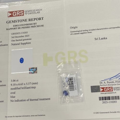 GRS investment grade sapphire ring REF:640 :ID15870