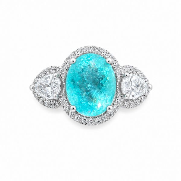 Natural Paraiba Tourmaline and Natural Diamond ring