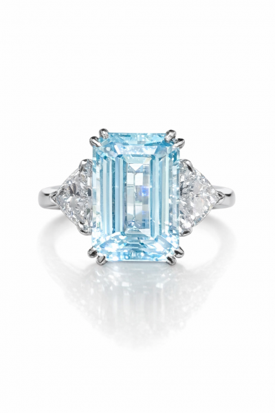 18 k gold Certified natural Aquamarine & CVD diamond REF: ID:5500