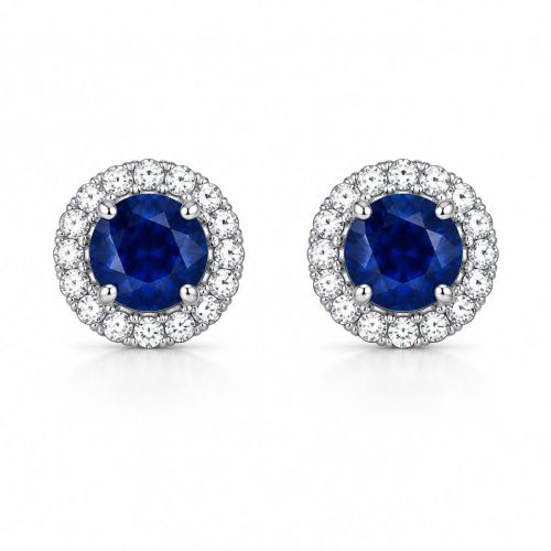 Natural Sapphire and diamond Studs ID:27
