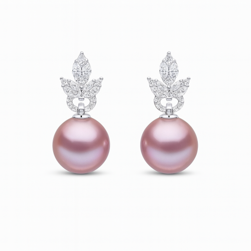 Certified Fresh Water pearls with natural diamonds D/VVS in 18k gold REF:175 ID:4300