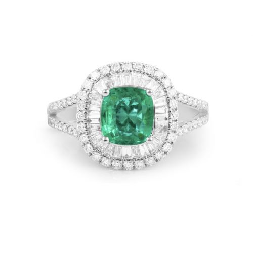 Emerald an Natural Diamond ring REF:228 ID:5850