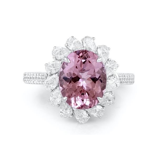 Natural Morganite and diamond Ring REF:298 ID: 7500