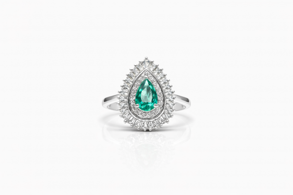 Natural emerald & diamond ring  REF:23 ID:5750