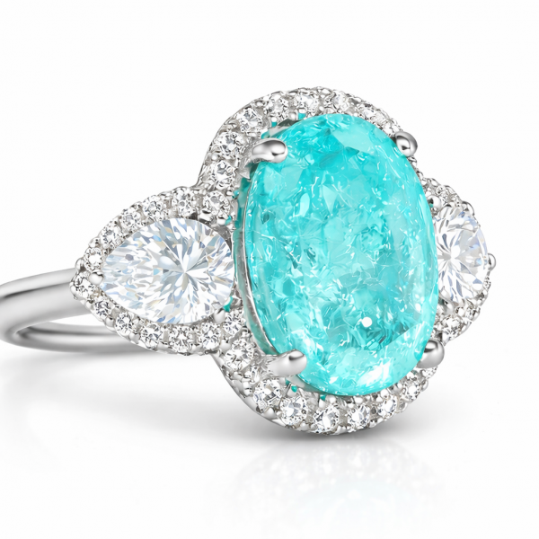 Exclusive Natural Certified Paraiba and natural diamonds  Ring ID:35