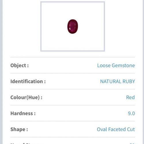 AIG Certified Natural Ruby Burma 0.96 carats REF:16