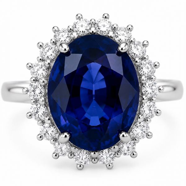 7ct Lab Grown Sapphire 14k White Gold Ring ID:35