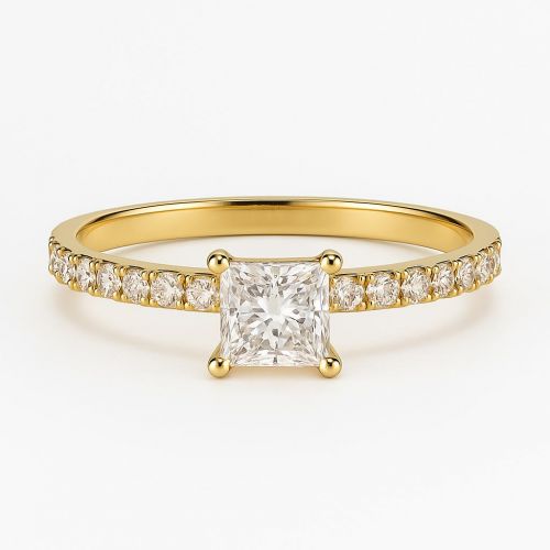 Ring with Natural Princess shape diamond  0.40ct, D Color, VVS1 GIA Certified ID:1950