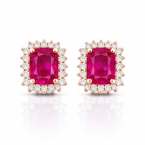 Natural Ruby and diamond earrings ID:7500