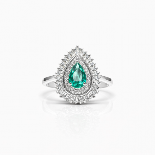 Natural emerald & diamond ring  REF:23 ID:5750