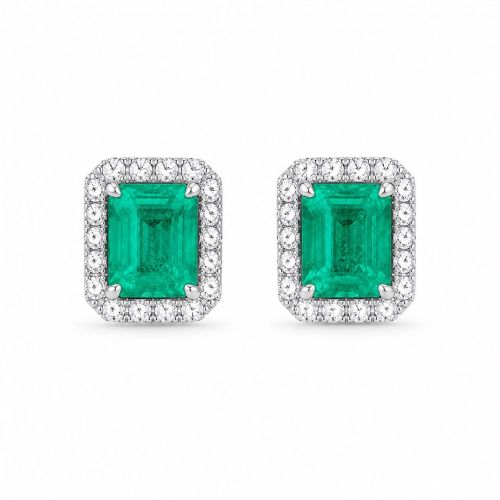 Natural emerald and diamond earrings id:3