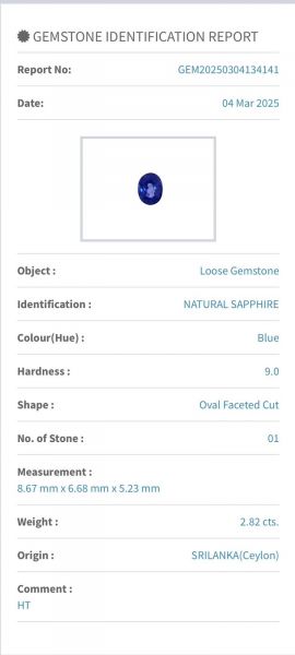Natural Certified Sapphire and Natural Diamonds Ring ID:4500